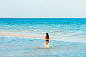 Girl on Sugar Beach, Bantayan Island, Cebu, The Visayas, Philippines, Southeast Asia, Asia