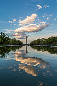 The Washington Monument with reflection as seen from the Lincoln Memorial, Washington D.C., United States of America, North America