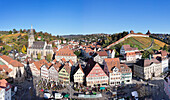Market Square, St. Paul Minster and Frauenkirche Church and Castle, Esslingen, Baden Wurttemberg, Germany, Europe