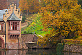 Schloss (Castle) Mespelbrunn in autumn, near Frankfurt, Germany, Europe
