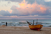 Boat on beach, Ahlbeck, Island of Usedom, Baltic Coast, Mecklenburg-Vorpommern, Germany, Europe