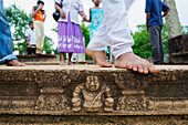 Carved steps detail, Mahasens Palace, Anuradhapura, UNESCO World Heritage Site, Sri Lanka, Asia
