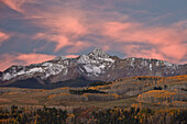 Wilson Peak at dawn in the fall, Uncompahgre National Forest, Colorado, United States of America, North America