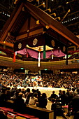 Sumo wrestling competition at the Kokugikan stadium, Tokyo, Japan, Asia