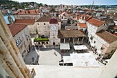 Loggia and St. Lawrence Square viewed from the Cathedral of St. Lawrence, Trogir, UNESCO World Heritage Site, Dalmatian Coast, Croatia, Europe