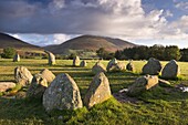 Castlerigg Stone Circle with Blencathra mountain behind, Lake District National Park, Cumbria, England, United Kingdom, Europe