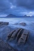 The Cuillin mountains from the shores of Elgol, Isle of Skye, Inner Hebrides, Scotland, United Kingdom, Europe