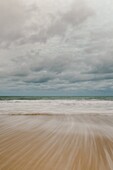 Tidal motion on Carbis Bay beach, St. Ives, Cornwall, England, United Kingdom, Europe