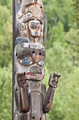 Totem poles at the Gitanyow Museum, Kitwancool (Gitanyow), British Columbia, Canada, North America