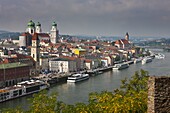 View over the River Danube and Passau, Bavaria, Germany, Europe