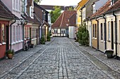 Cobblestone alley in the old poor quarter, City of Beggars, Odense, Funen, Denmark, Scandinavia, Europe