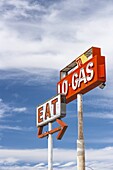 Gas Station sign, Baker, Nevada, United States of America, North America