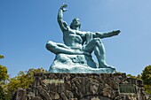 Peace statue in the Peace Park, Nagasaki, Kyushu, Japan, Asia