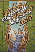 Beer mural on casino wall, Black Hawk City, Rocky Mountains, Colorado, United States of America, North America
