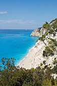 Egremnoi Beach, 400 steps to get down to it and reported to be one of the top beaches in Europe, on west coast of Lefkada (Lefkas), Ionian Islands, Greek Islands, Greece, Europe