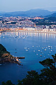 San Sebastian Bay at night, Basque Country, Euskadi, Spain, Europe