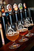 Beer glasses at the Broggeriet brewery in Sonderborg, Jutland, Denmark, Scandinavia, Europe
