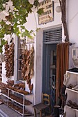 Hand made sandals for sale in the craft village of Kritsa, Crete, Greek Islands, Greece, Europe
