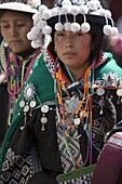 Local in traditional clothing at Carnival, Sucre, Bolivia, South America
