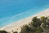Egremnoi Beach, 400 steps to reach it and one of the top beaches in Europe, on west coast of Lefkada (Lefkas), Ionian Islands, Greek Islands, Greece, Europe