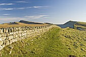 Looking east to Kings Hill and Sewingshields Crag, Hadrians Wall, UNESCO World Heritage Site, Northumbria, England, United Kingdom, Europe