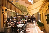 Cafe in the old town, Monaco, Cote d'Azur, Europe