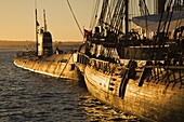 HMS Surprise and Submarine at the Maritime Museum, San Diego, California, United States of America, North America