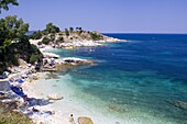 Small beaches near Kassiopi, northeast coast, Corfu, Ionian Islands, Greek Islands, Greece, Europe