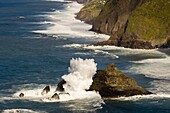 Waves pounding the cliffs on the north coast near Ponta Delgada, Madeira, Portugal, Atlantic, Europe