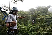 Canopy cable ride at Monteverde cloud forest, Costa Rica, Central America