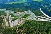 Luftaufnahme von der Isar, Pupplinger Au, Bayern, Deutschland