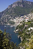 The bay and the village of Positano on the Amalfi Coast, UNESCO World Heritage Site, Campania, Italy, Europe