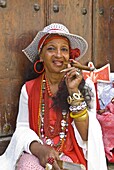 Woman smoking a cigar, Havana, Cuba, West Indies, Caribbean, Central America
