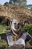 Young Mursi woman, Omo Valley, Ethiopia, Africa