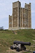 Orford Castle with its unique polygonal tower keep, dating from the 12th century, Orford, Suffolk, England, United Kingdom, Europe