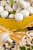 White button mushrooms (Agaricus bisporus), Champignon, Italy, Europe