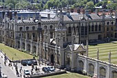 Aerial view of KIng's College from St. Mary's Church, Cambridge, Cambridgeshire, England, United Kingdom, Europe