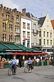 Main Square Marketplace, Bruges, West Flanders, Belgium, Europe