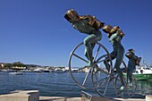 Sisyphus sculpture, by Anna Chromy, seafront, St. Tropez, Var, Provence, Cote d'Azur, France, Mediterranean, Europe