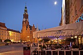 Town Hall at dusk, Market Square (Rynek), Old Town, Wroclaw, Silesia, Poland, Europe