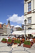 Cafe in Market Square, Old Town, Wroclaw, Silesia, Poland, Europe