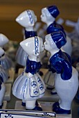 Delft pottery figures of traditional Dutch girl and boy, Delft, Netherlands, Europe