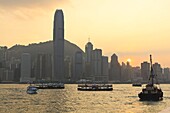 Star Ferry crossing Victoria Harbour towards Hong Kong Island, Hong Kong, China, Asia