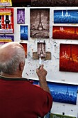 Painter at the Place du Tertre, Montmartre, Paris, France, Europe