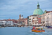 View of the Grand Canal in front of the train station from a public waterbus, Venice, UNESCO World Heritage Site, Veneto, Italy, Europe