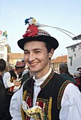 Man wearing Zdanice folk dress during Feast with Law festival at village of Zdanice, Brnensko, Czech Republic, Europe