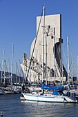 Monument to the Discoveries across marina Doca de Belem, Belem, Lisbon, Portugal, Europe
