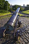 Portuguese cannon, 15th century, Calton Hill in summer sunshine, Edinburgh, Scotland, United Kingdom, Europe