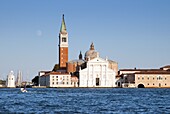 View from quay at St. Mark's Square to San Giorgio Maggiore Island, Venice, UNESCO World Heritage Site, Veneto, Italy, Europe