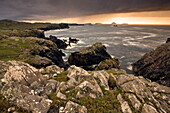 Stormy evening view along coastline near Carloway, Isle of Lewis, Outer Hebrides, Scotland, United Kingdom, Europe